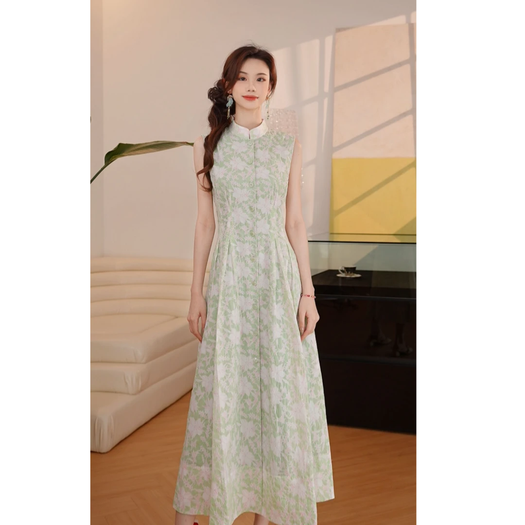 GIRDEAR/哥弟25新款洋装新中式气质优雅显瘦连衣裙1500535