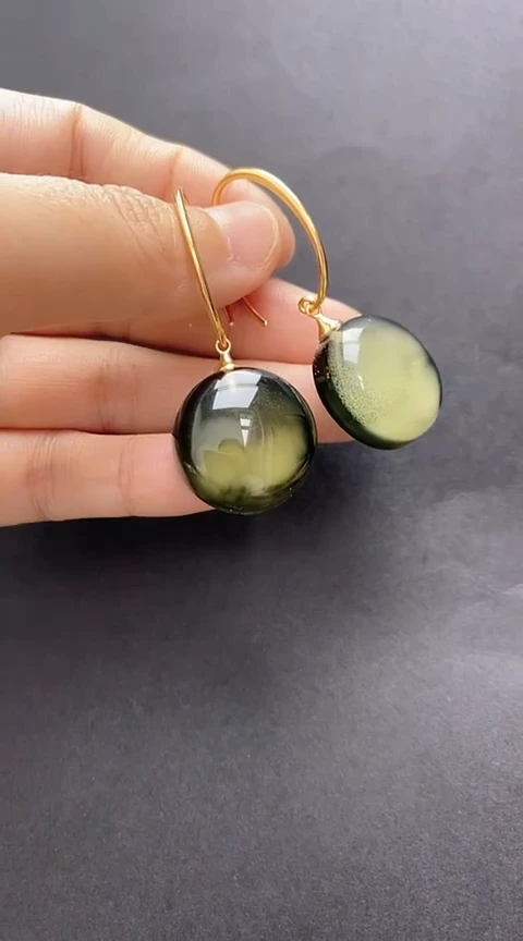 【闪购商品】琥珀裸石银S925镶嵌琥珀耳坠