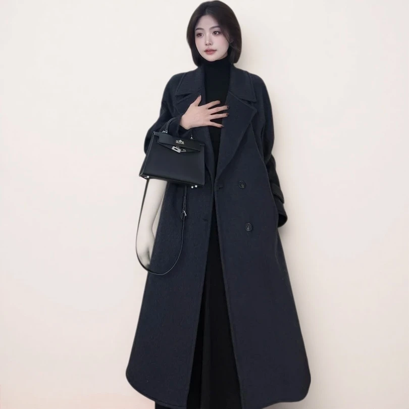 加厚长款羊毛大衣秋冬韩系中长款大衣宽松高级感气质2/5/0/9