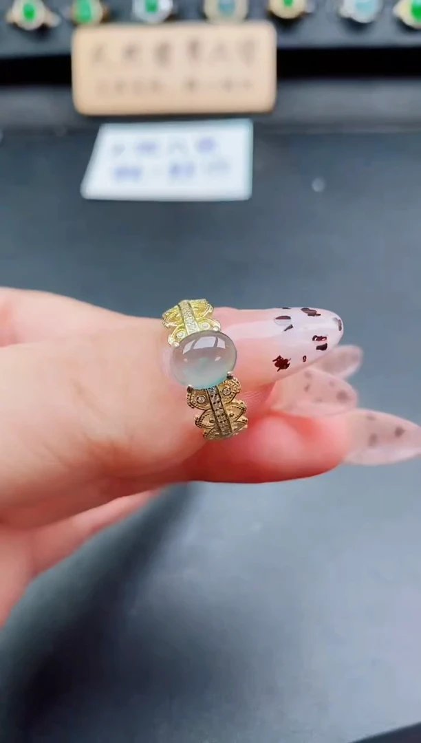 银S925镶嵌戒指翡翠1