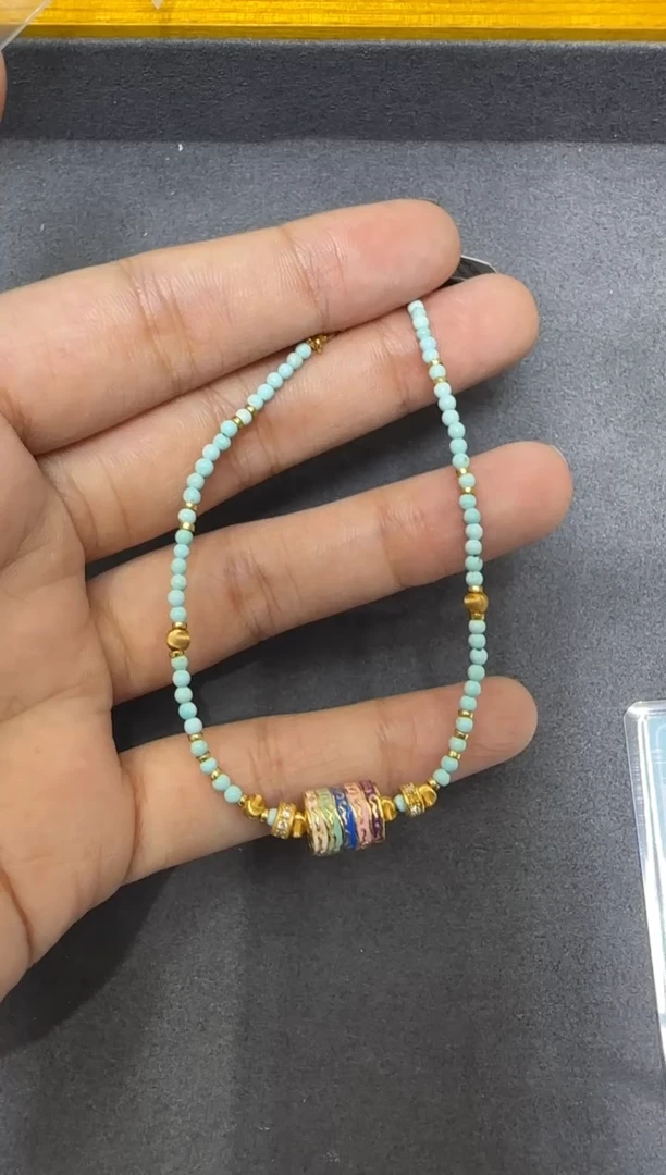 未镶嵌绿松石手链约2mm+绿松石小米珠五条经手链