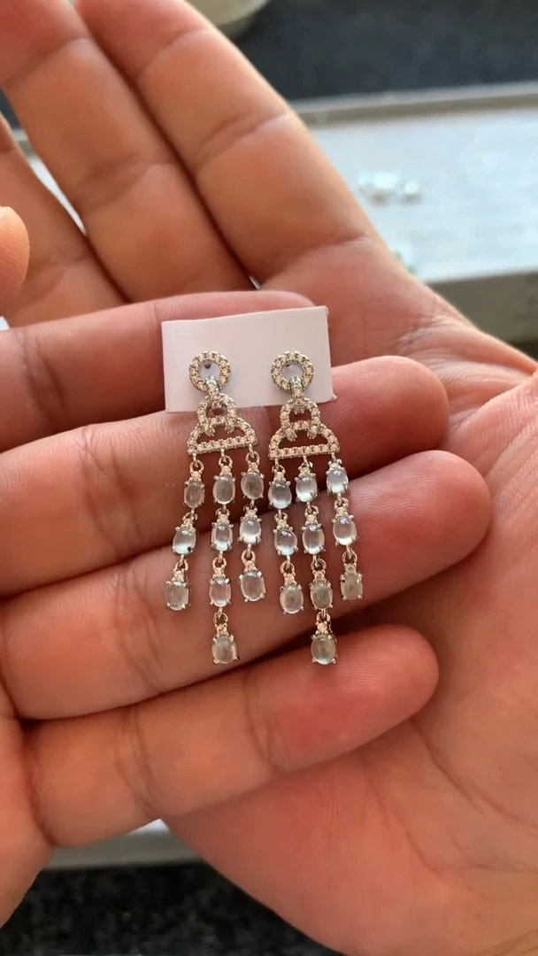 翡翠银S925镶嵌耳饰高冰