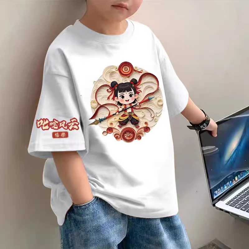 （圆图哪吒）哪吒短袖亲子款纯棉T恤短袖哪吒