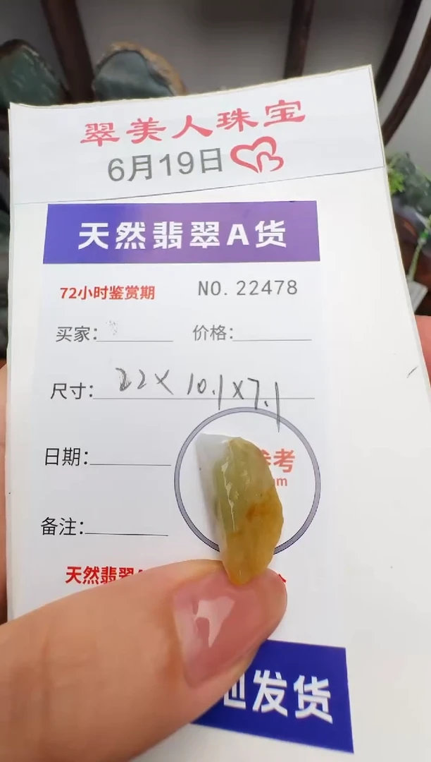 翡翠未镶嵌颈饰原石22478