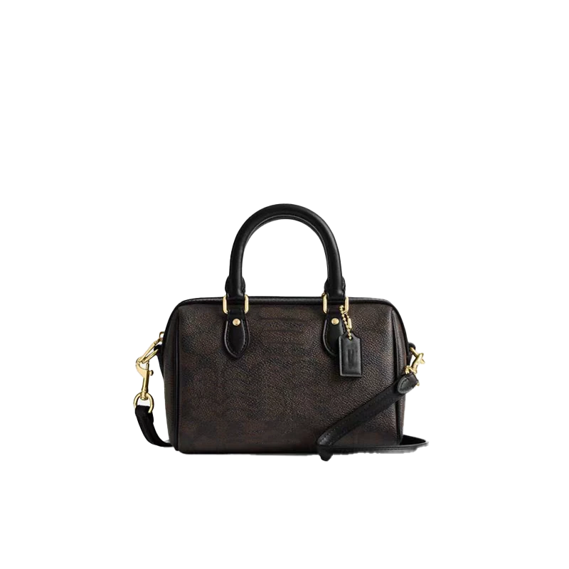 博士顿 斜挎包枕头包肩包百搭黑色两用包经典印花