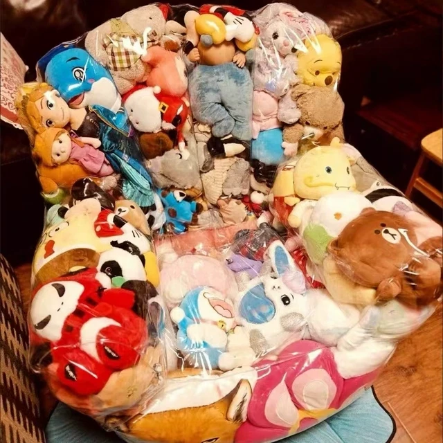 透明沙发套网红玩偶收纳神器懒人躺椅绑绳设计开口款DIY填充娃娃