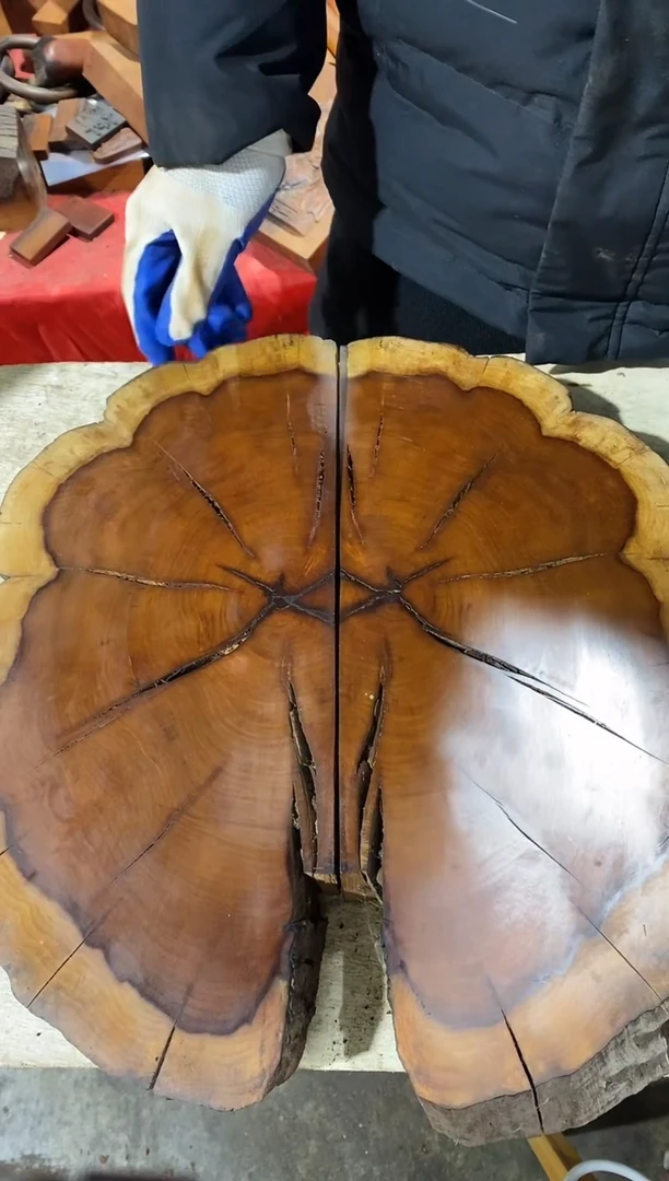 枣木根料一对原木段，尺寸随型