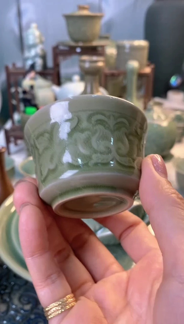 耀州窑小****?微瑕处理 080901 汉阙茶杯 2只