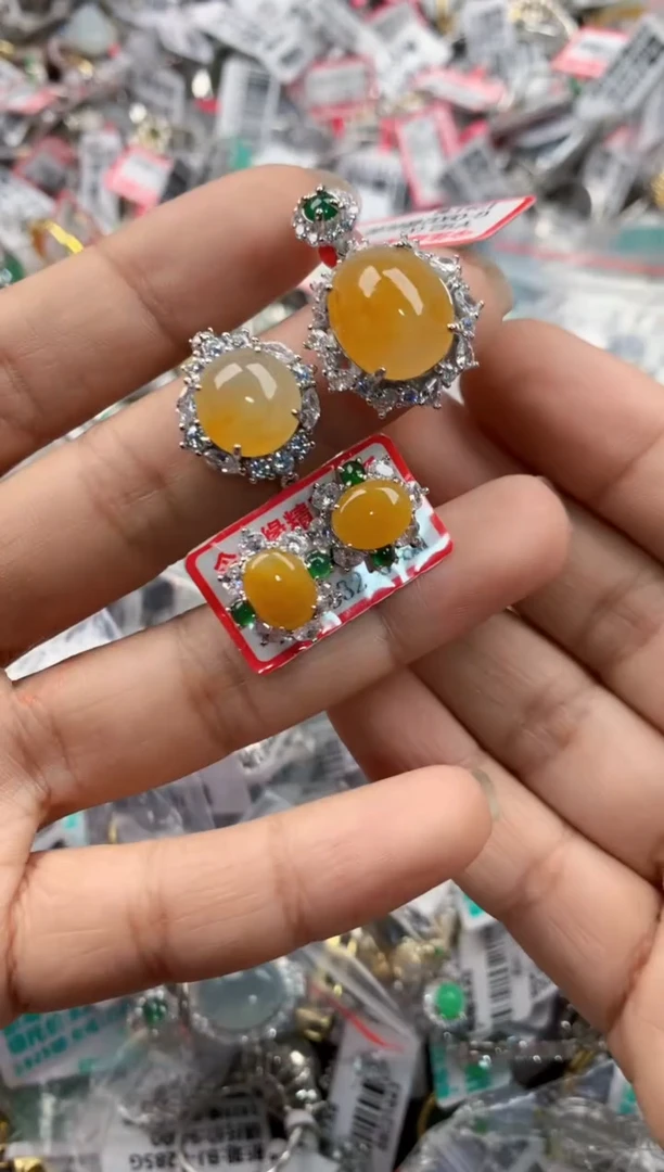 银S925镶嵌戒指翡翠444----4