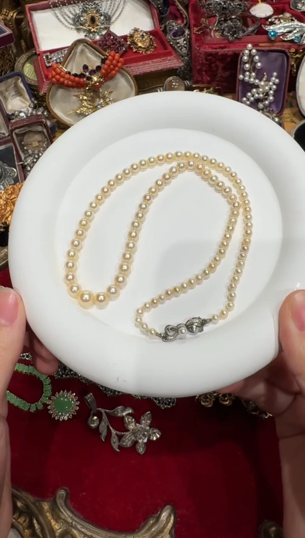 无无银扣，古董塔珠，海水，40cm，卡3.5-7mm