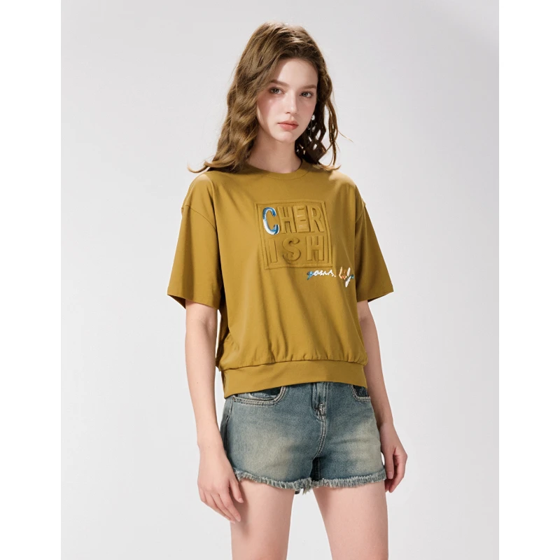 台湾品牌T恤春夏新款洋气高端短袖上衣 赫53357A