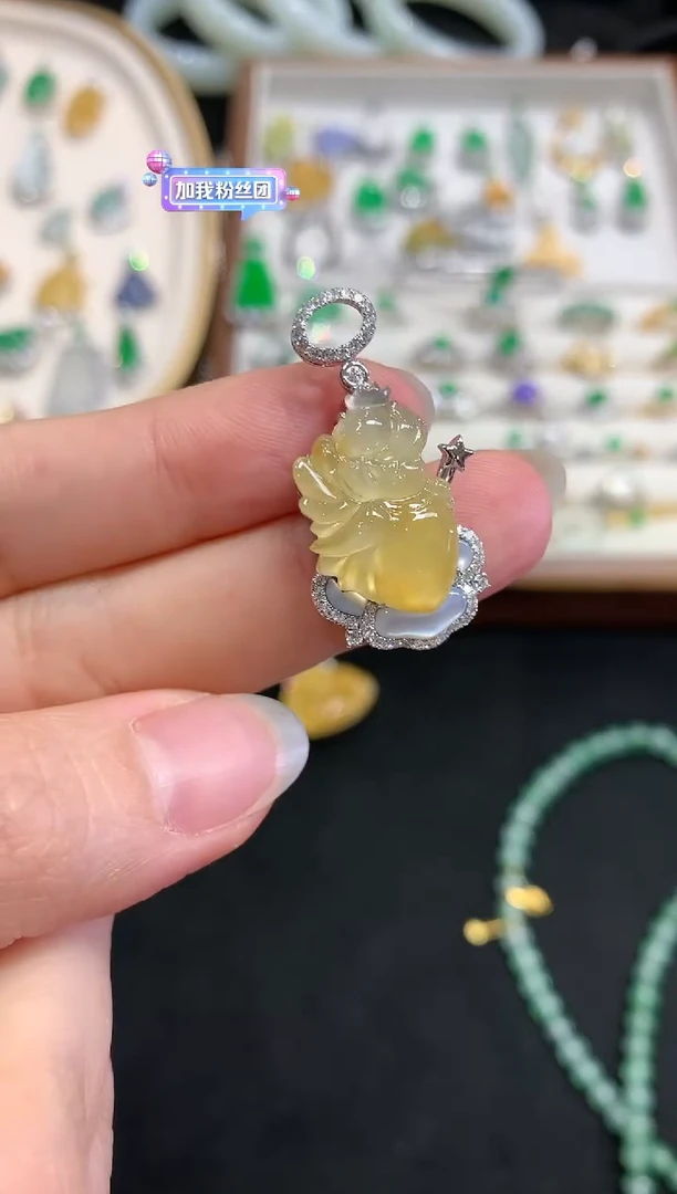 【闪购商品】翡翠吊坠(不含链)18K金镶嵌W466|12000