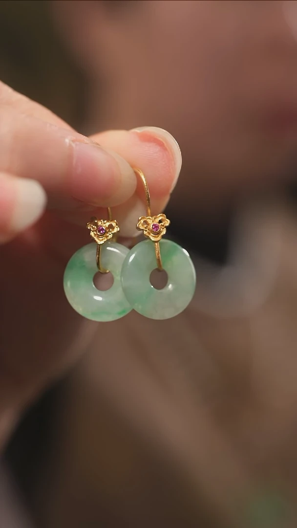 银S925镶嵌翡翠耳环925银翡翠耳环 多样性发货