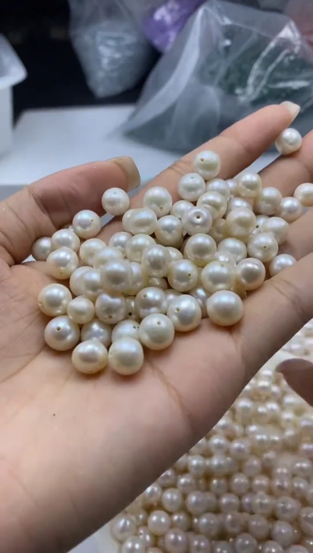 淡水珍珠未镶嵌颈饰w288珍珠近圆8mm*5颗