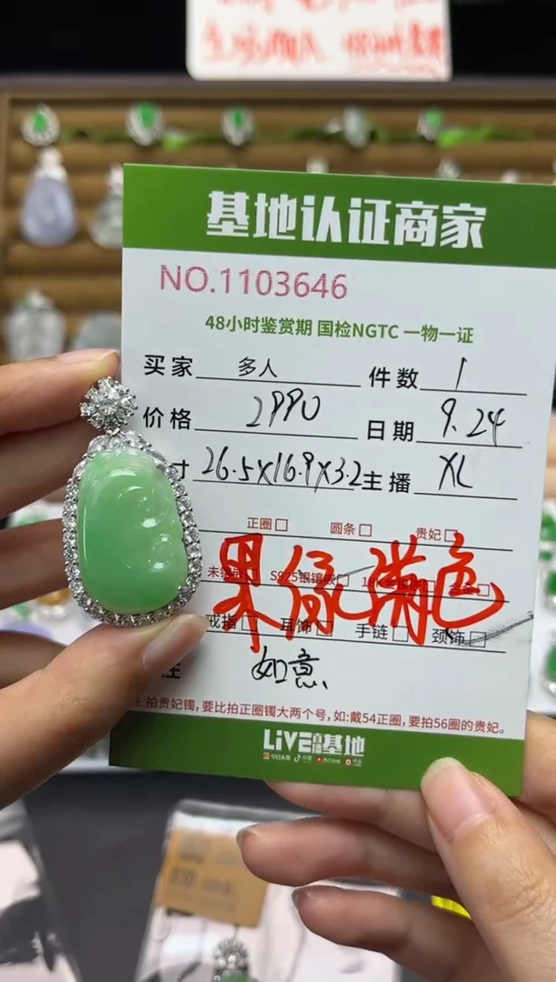 吊坠(不含链)银S925镶嵌翡翠多人