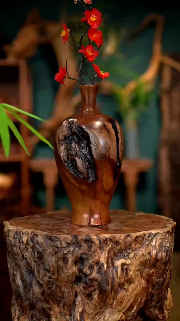 木雷击枣木富贵瓶