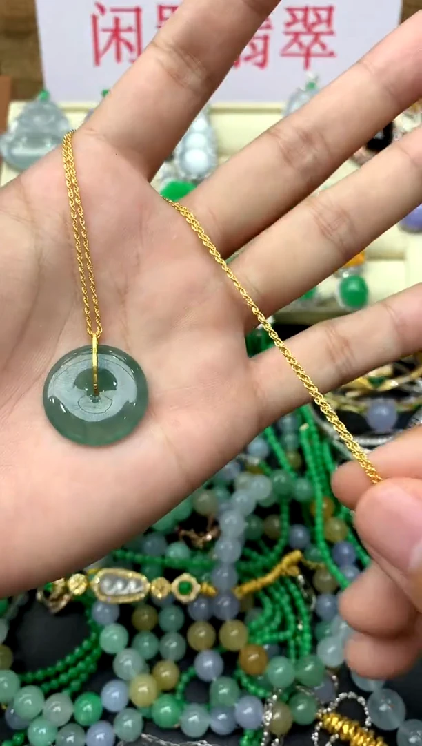 翡翠18K金镶嵌颈饰204-中国好珍宝