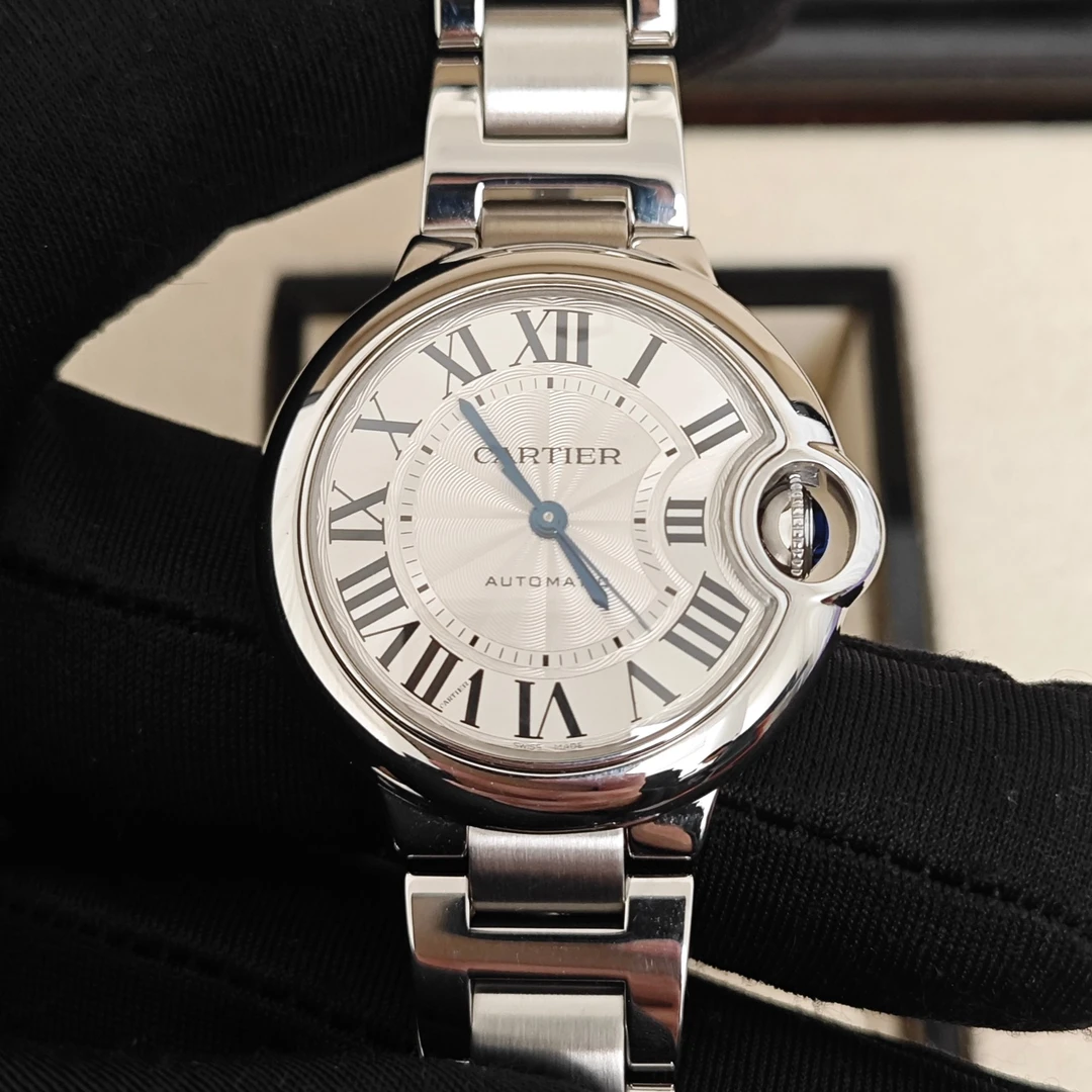 95新 Cartier/卡地亚 21年蓝气球系列33表径白钢女士经典机械腕表