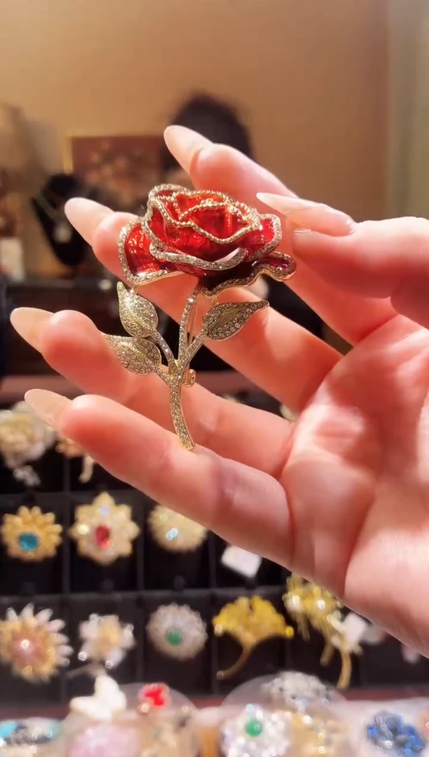 合成立方氧化锆铜合金红色玫瑰