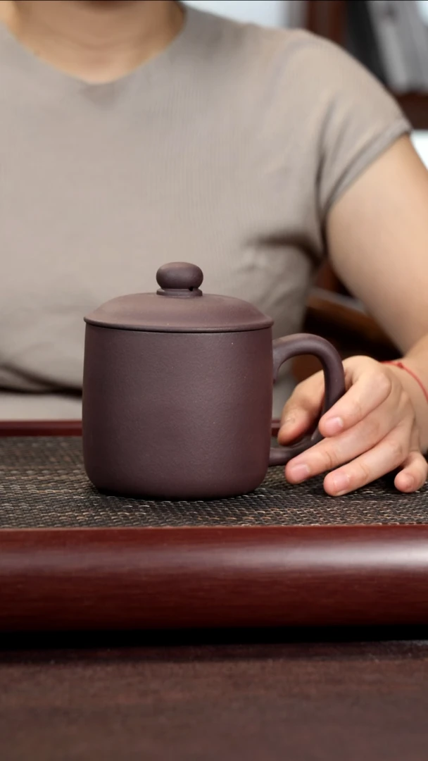 茶杯紫砂封釉紫罗兰墩墩杯不带礼盒