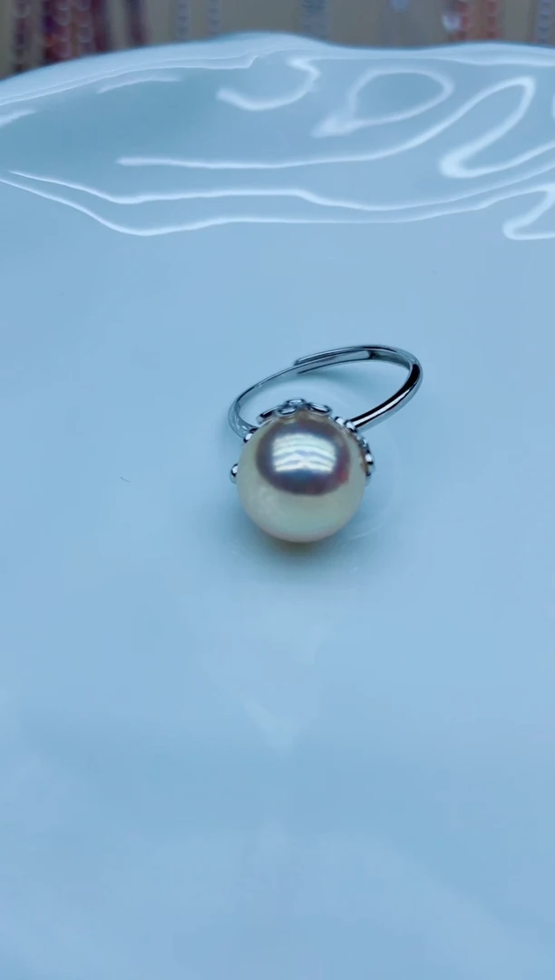 戒指银S925镶嵌淡水珍珠戒指