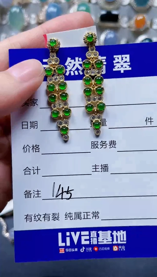 银S925镶嵌翡翠耳饰145