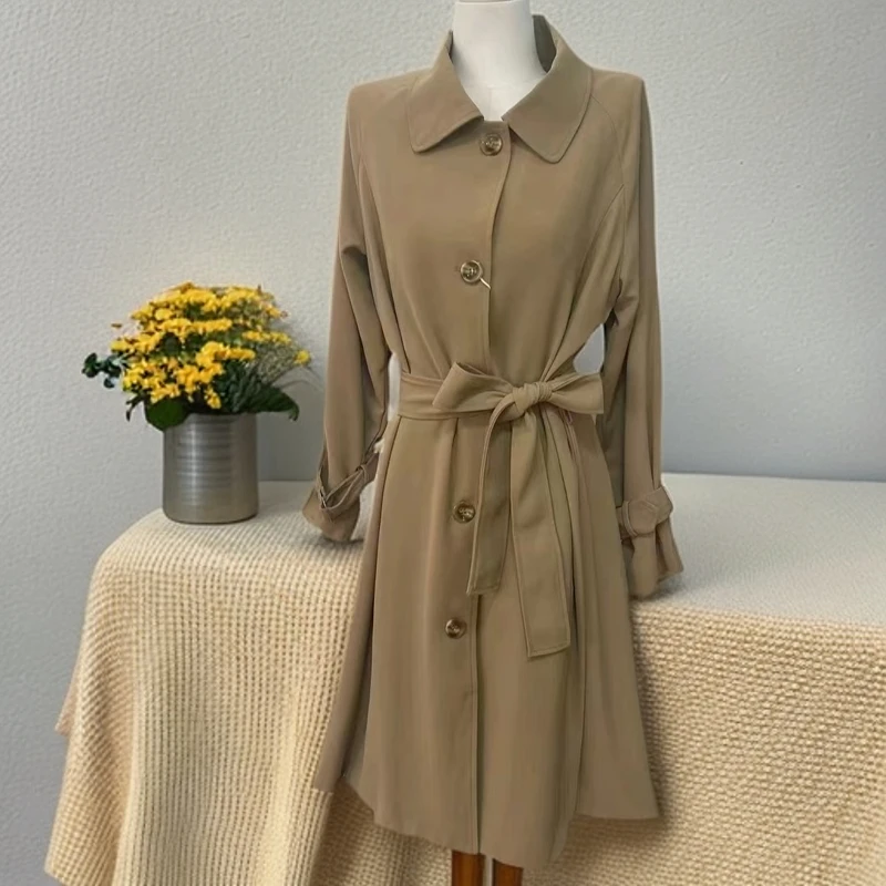 #0082 时尚经典潮流显瘦气质女士百搭长款风衣外套