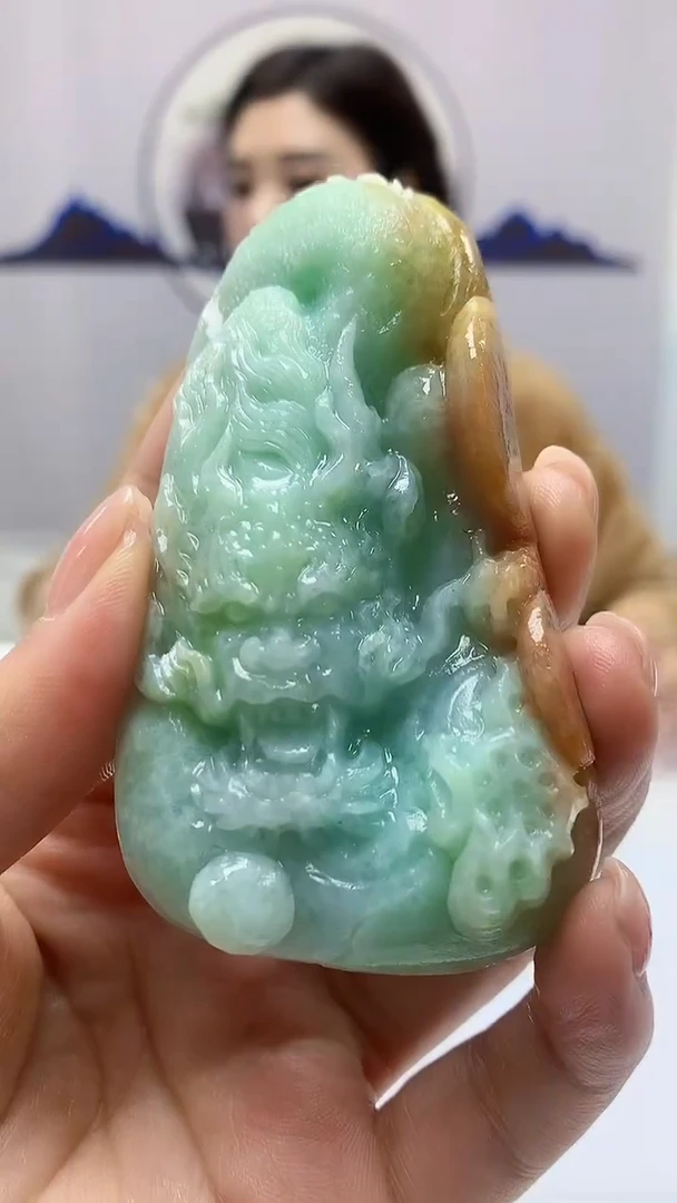 【闪购商品】定制翡翠未镶嵌4829ms-毛货挂件龙牌74