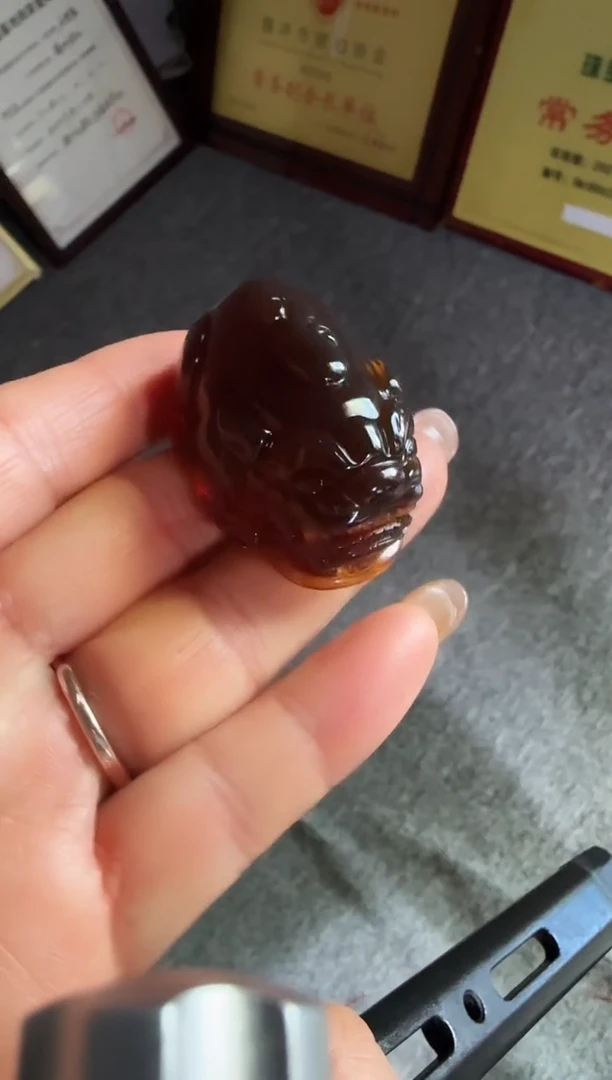 琥珀颈饰未镶嵌静**默#48缅甸琥珀紫罗兰吊坠