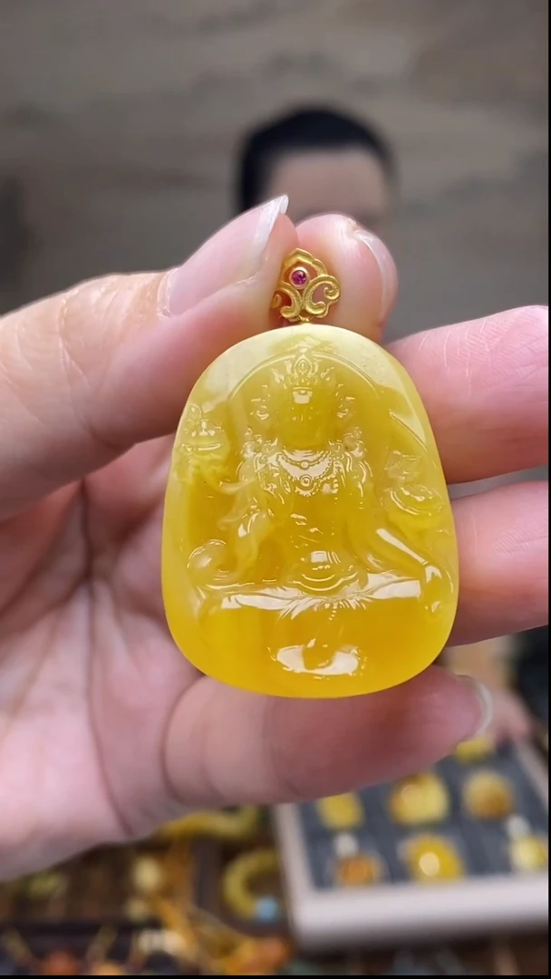 蜜蜡吊坠(不含链)18K金镶嵌DZ6949