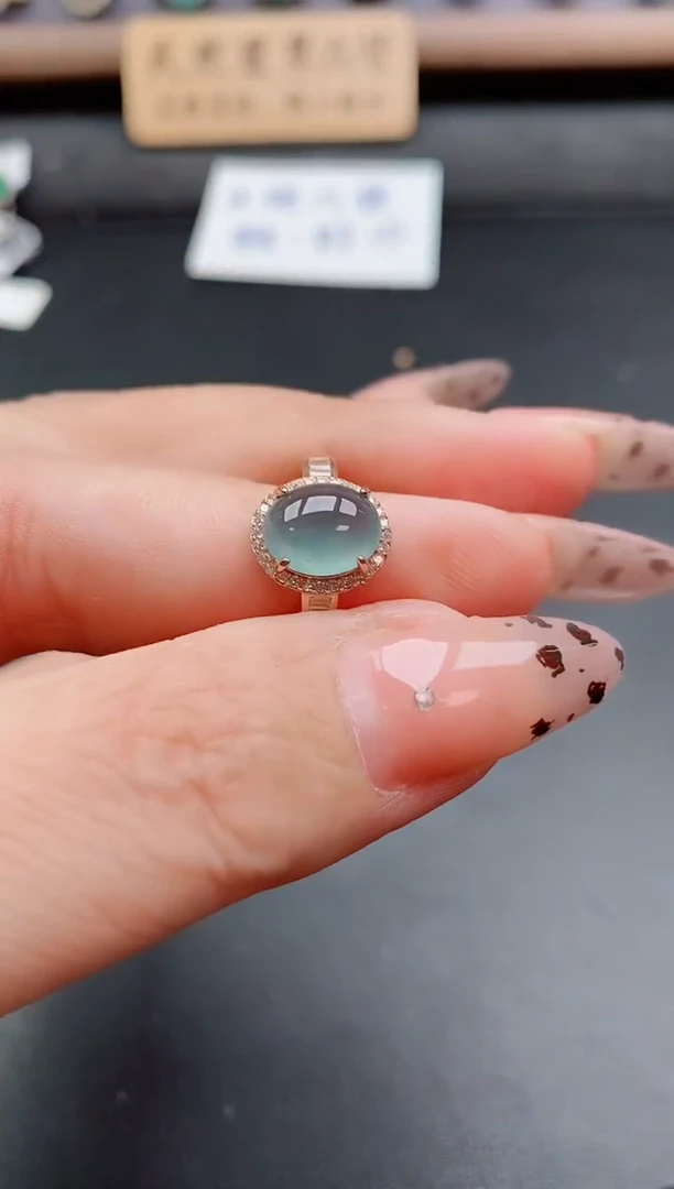 银S925镶嵌戒指翡翠1