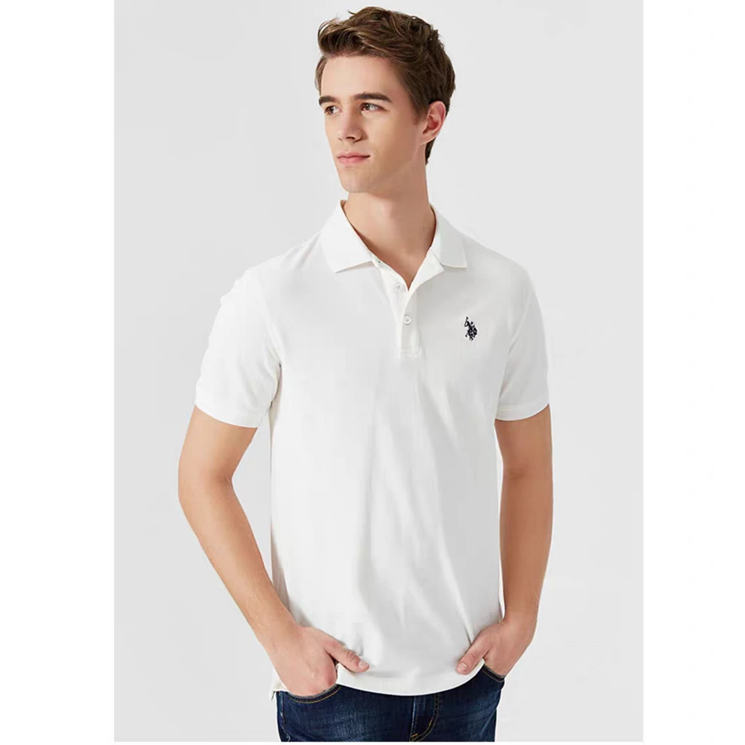 U.S.POLO ASSN.纯棉短袖夏季Polo衫男女同款舒适透气纯色商务休闲