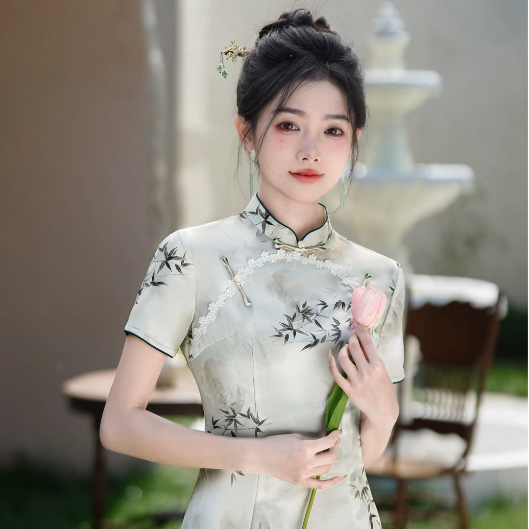 《W66》新中式国风旗袍女夏季2025新款日常显瘦气质时尚优雅中国风