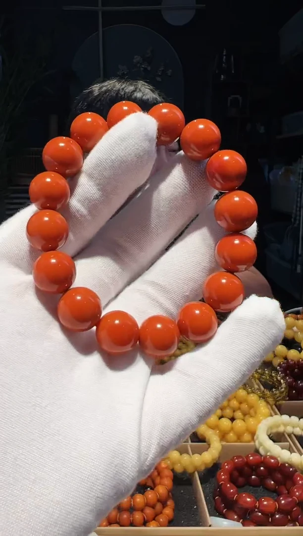 手串未镶嵌南红玛瑙13+柿子黄老型