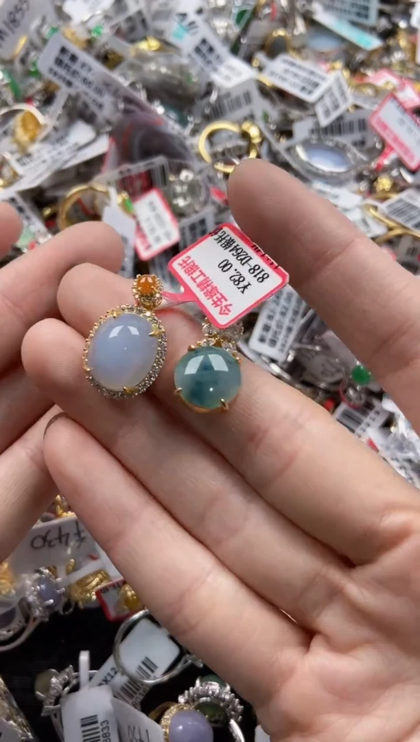 银S925镶嵌戒指翡翠444   4