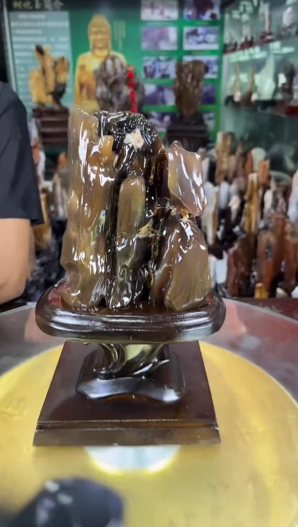 缅甸天然树化玉摆件