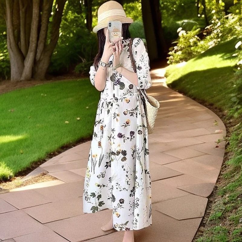 衣鑫衣忆时尚气质靓女装显瘦夏季连衣裙中长款宽松长裙裙子小碎花