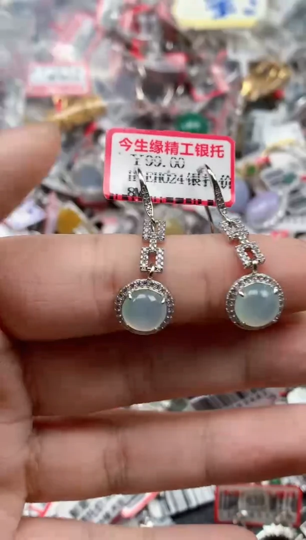 银S925镶嵌戒指翡翠天然A货缅甸翡翠