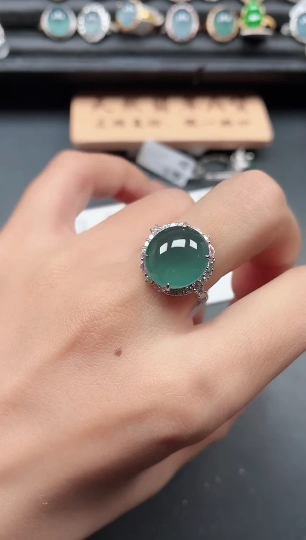 银S925镶嵌戒指翡翠111