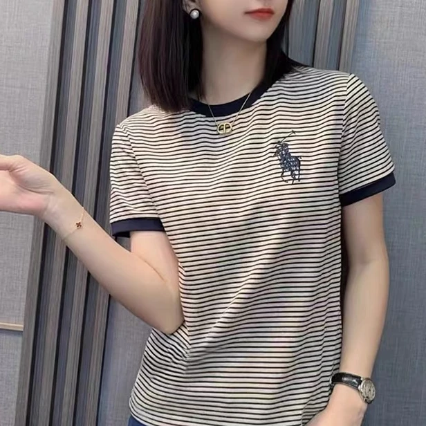 夏季新款修身显瘦正肩条纹短袖大码时尚T恤-T503