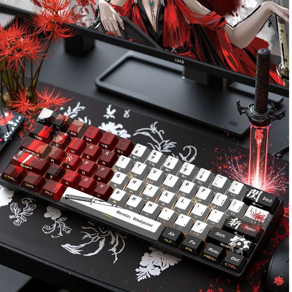 宁红夜侧刻透光主题键帽原厂高度PBT热升华工艺高颜值个性键盘帽