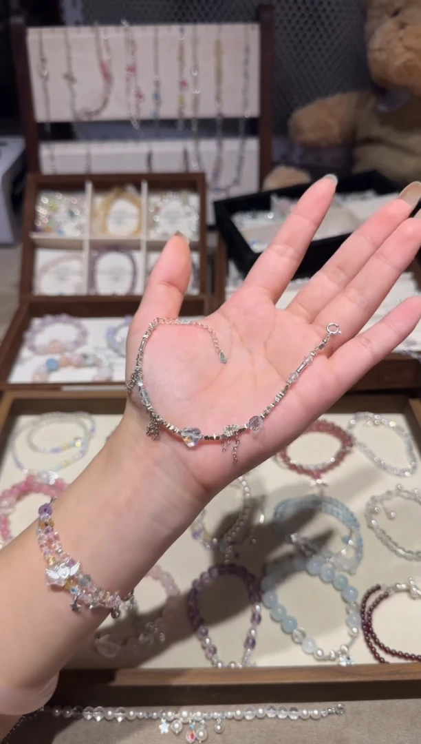 银S925镶嵌手链水晶碎银子链条