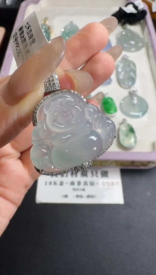 【闪购商品】翡翠吊坠(不含链)18K金镶嵌【源头工厂】钻石镶嵌