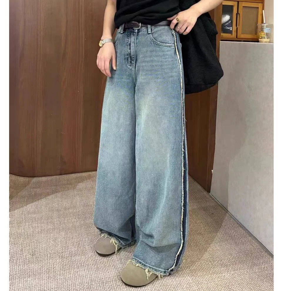 （妙龄品牌牛仔裤）高腰百搭女士显瘦宽松直筒韩版时尚休闲冬季上新