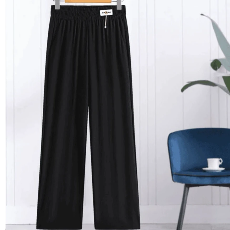 2025夏季薄款妈妈子裤白色长裤松紧高腰直筒裤高弹中老年女裤百搭