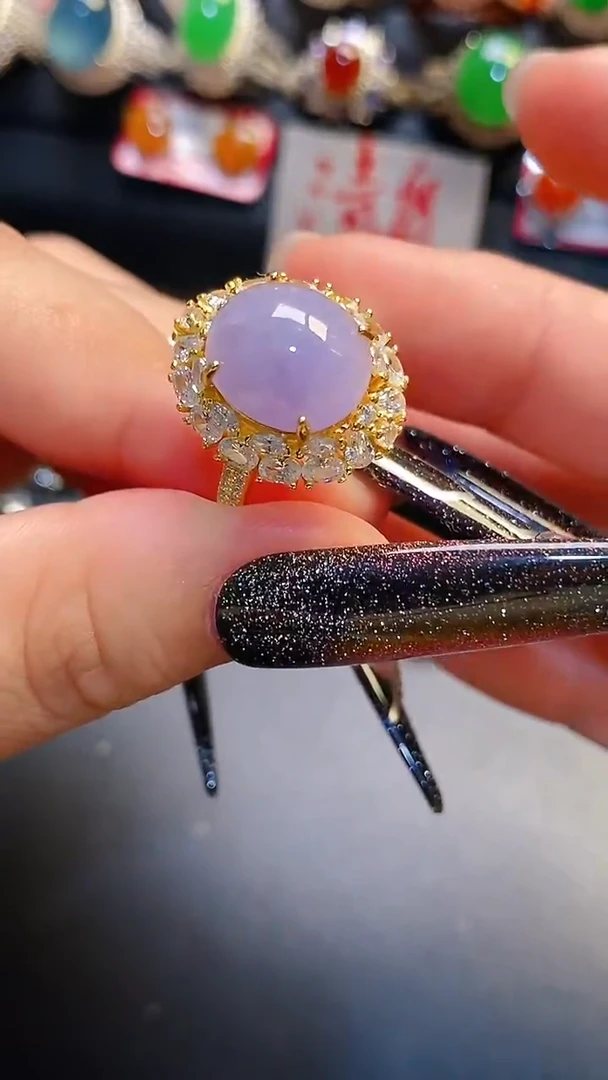 银S925镶嵌戒指翡翠天然