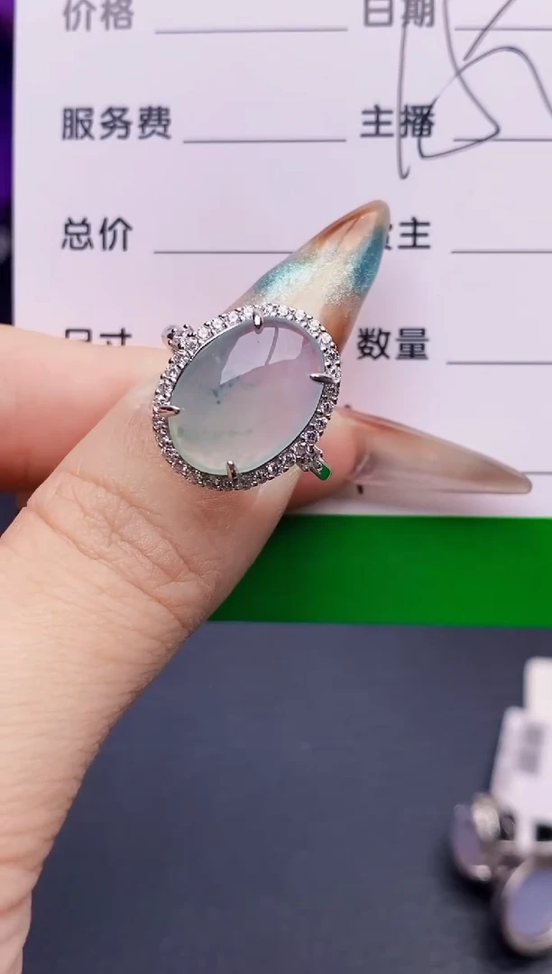 银S925镶嵌戒指翡翠0094