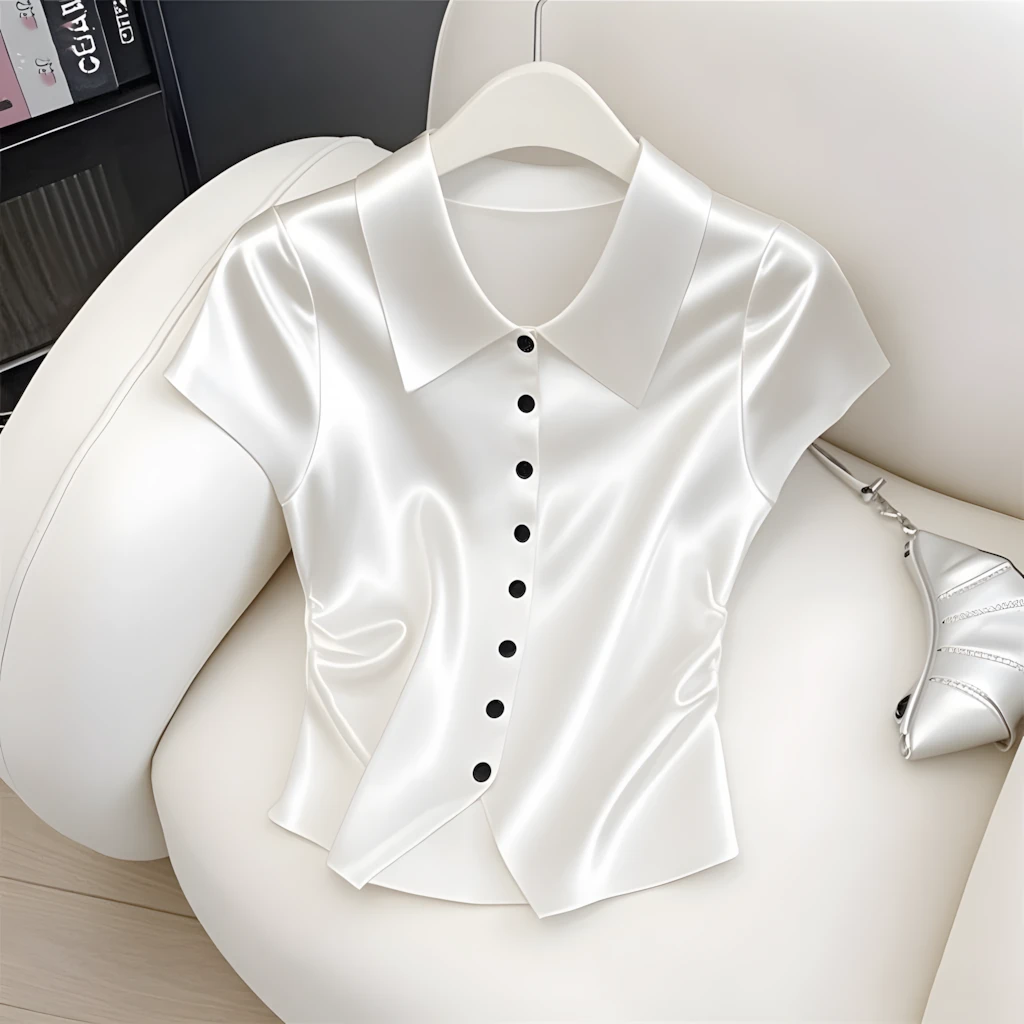 2025夏季新款洋气时尚气质高级感女装独特漂亮显瘦POLO领上衣T恤