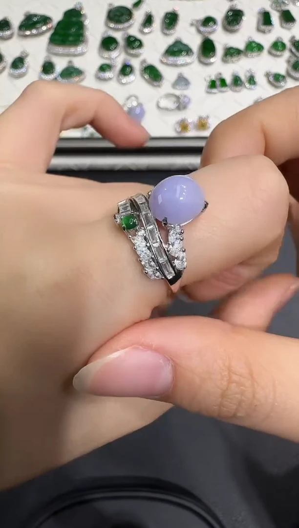 银S925镶嵌戒指翡翠X1120-886-128