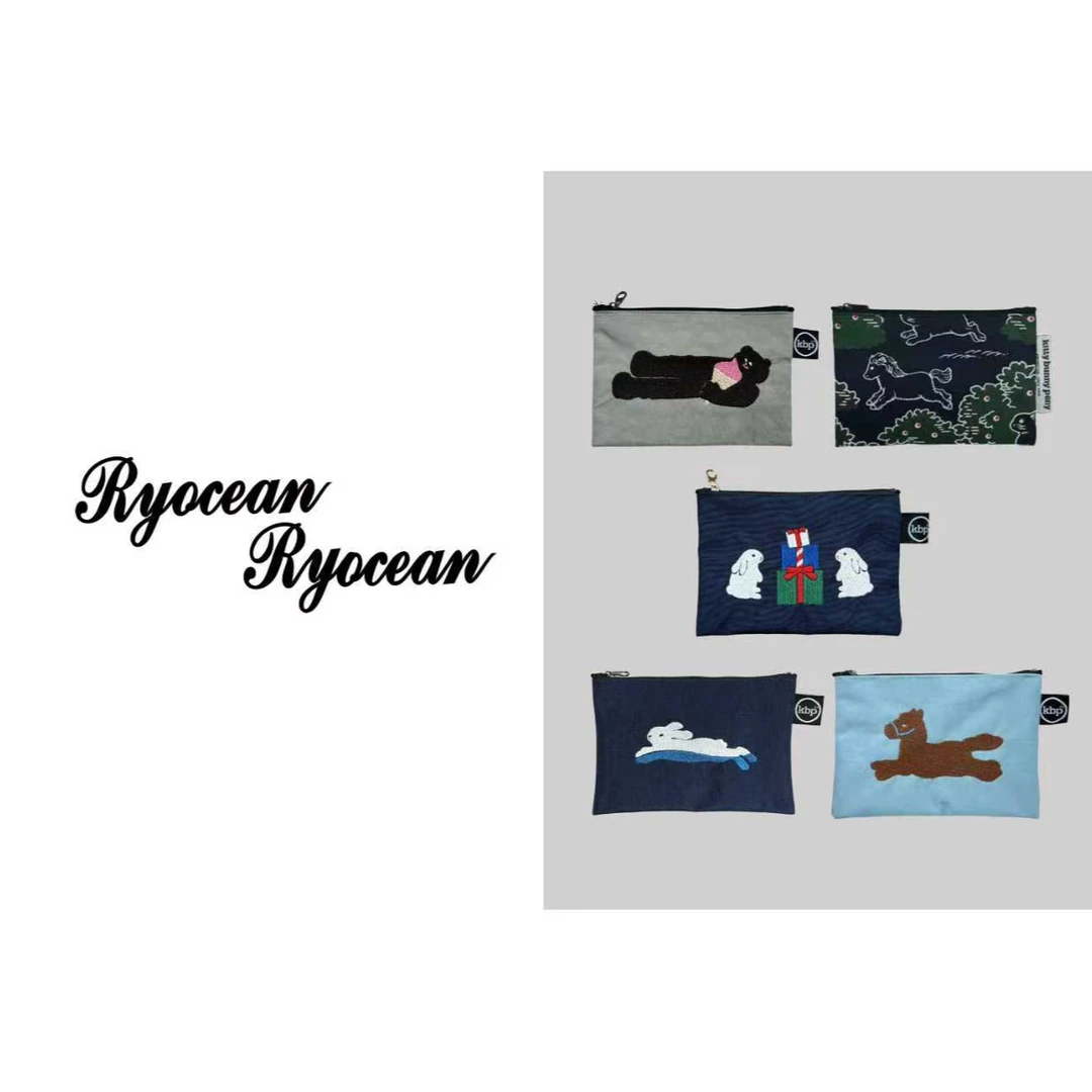 RYOCEAN 韩代人气合集刺绣兔子收纳随身小拉链包化妆包收纳